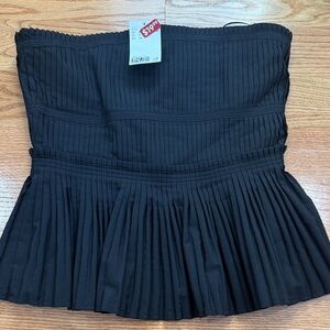 H & M Black Strapless Pleated Top